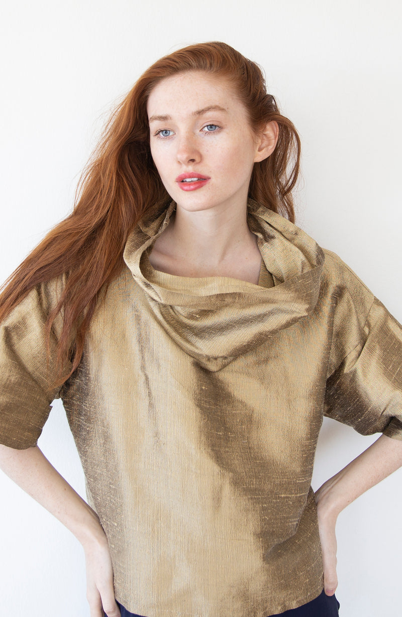 Gold Silk Blouse |  The Biodegradable Collection | Limited Edition Preorder Price